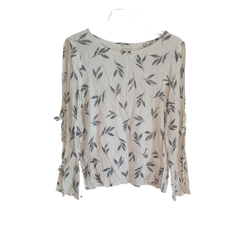 Kaileigh floral crew neck tie arm long sleeve blouse